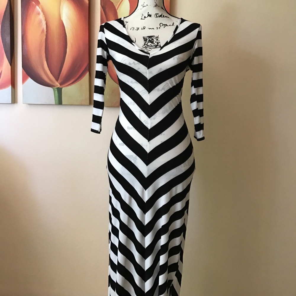 Striped Cutout Maxi Dress